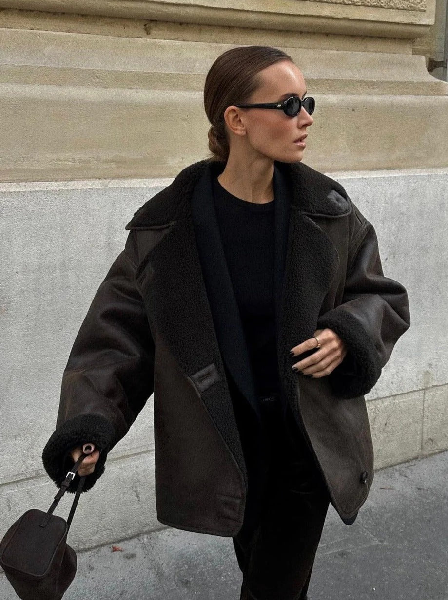 Luna’s Urban Allure Oversized Shearling Coat