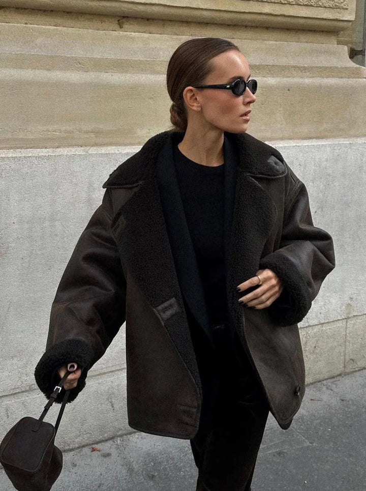 Luna’s Urban Allure Oversized Shearling Coat