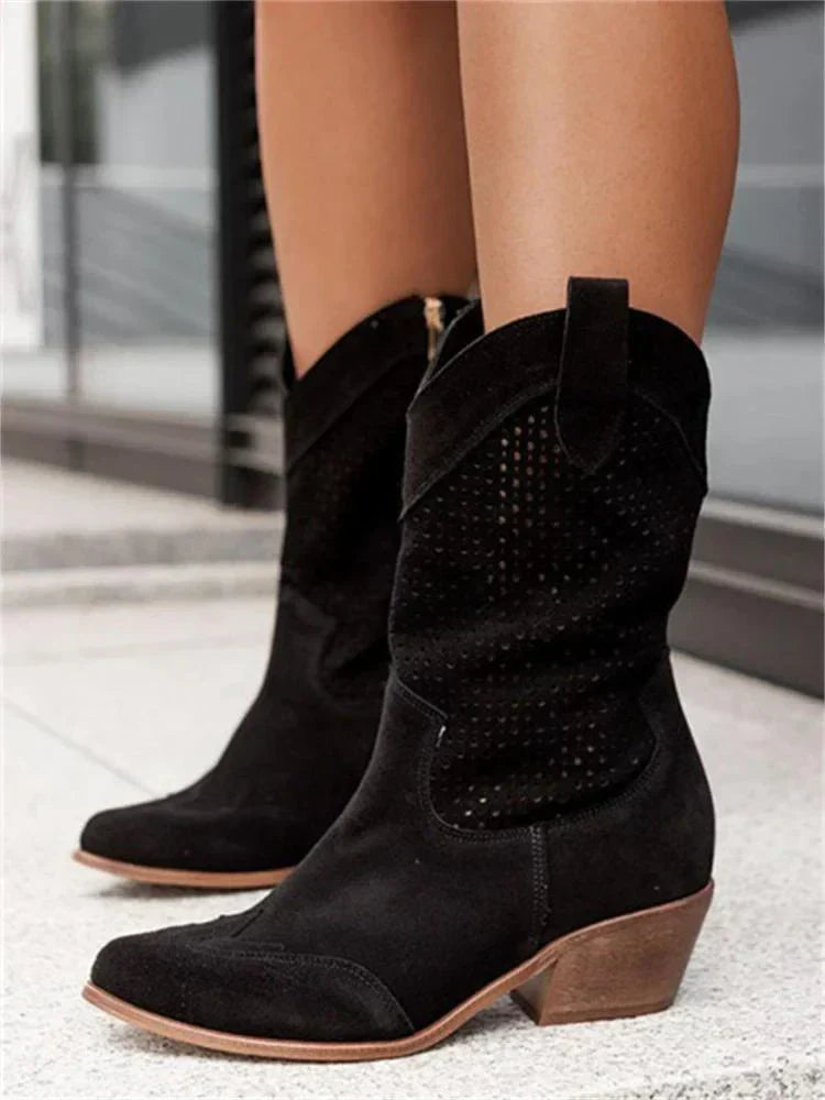 Luna’s Western Charm Cutout Mid-Calf Boots