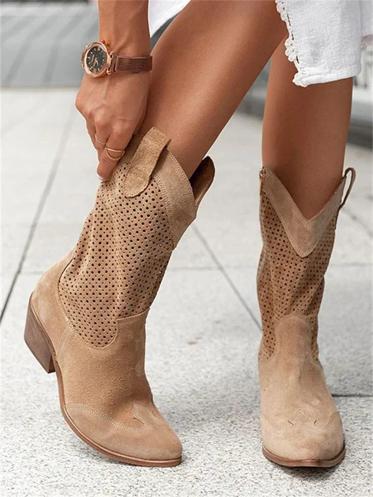 Luna’s Western Charm Cutout Mid-Calf Boots