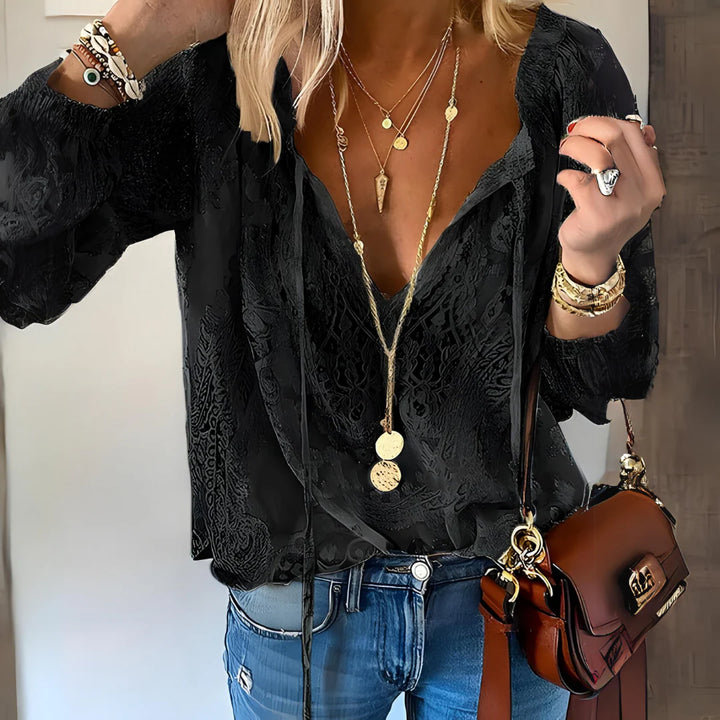 Luna’s Whispered Allure Lace Detail Blouse