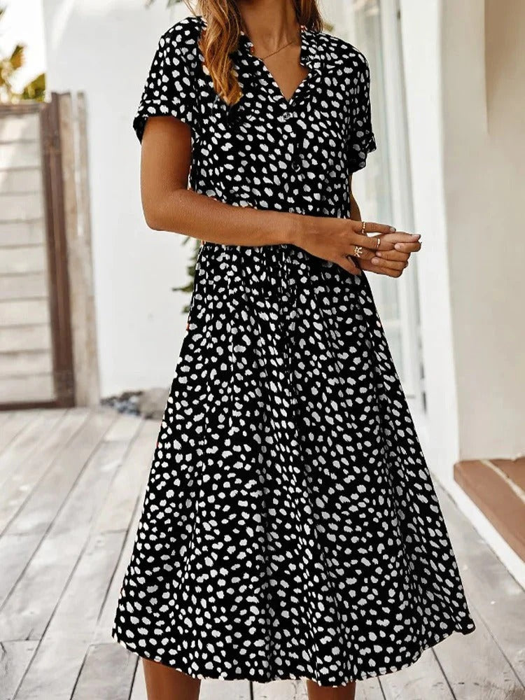 Luna’s Wild Allure Button-Front Midi Dress