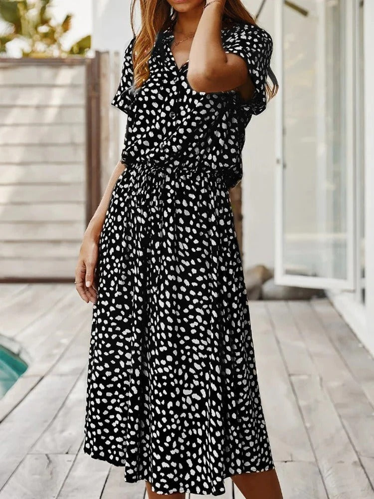 Luna’s Wild Allure Button-Front Midi Dress