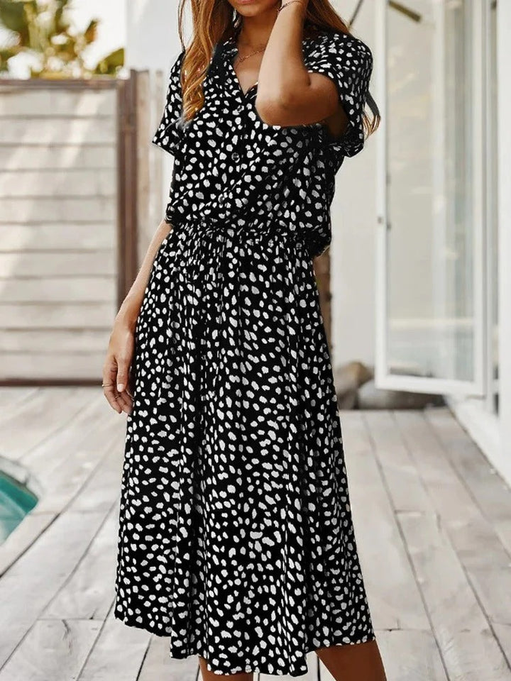 Luna’s Wild Allure Button-Front Midi Dress