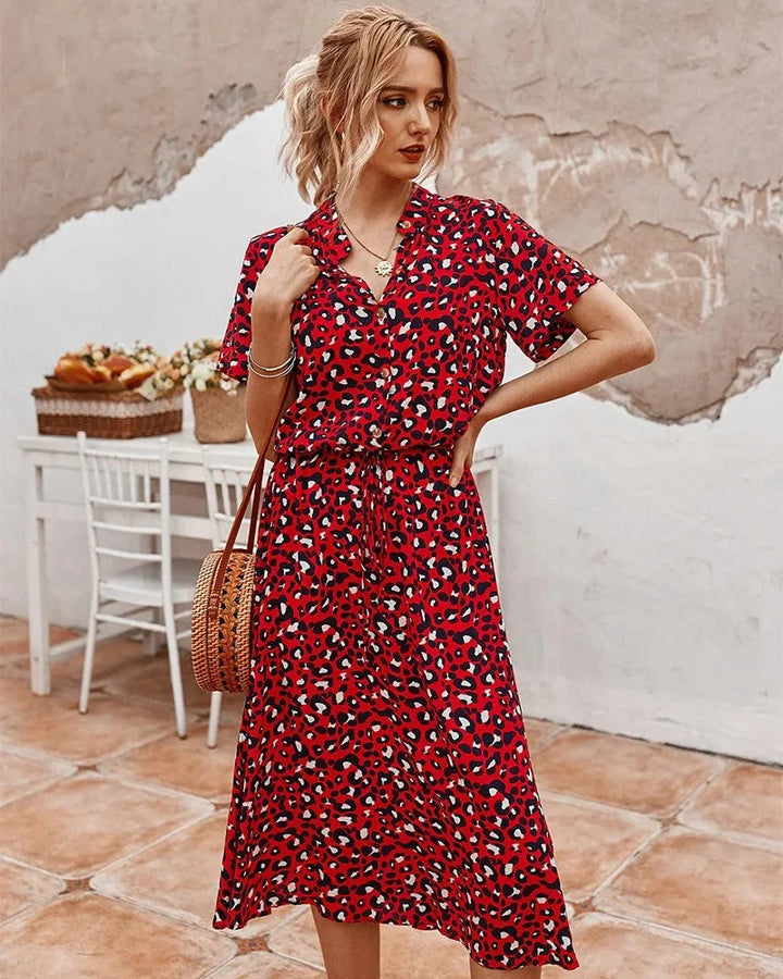 Luna’s Wild Allure Button-Front Midi Dress