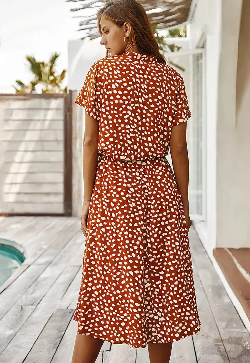Luna’s Wild Allure Button-Front Midi Dress