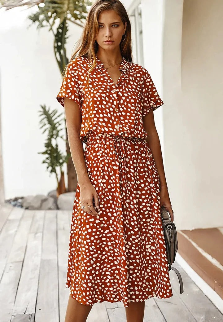 Luna’s Wild Allure Button-Front Midi Dress