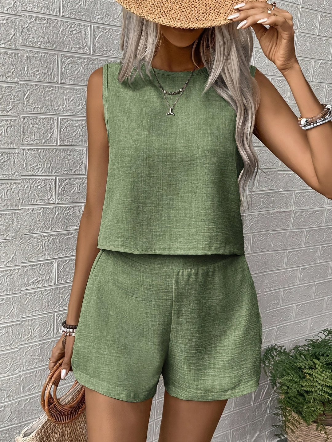 Luna’s Coastal Breeze Sleeveless Shorts Set