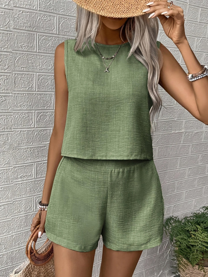 Luna’s Coastal Breeze Sleeveless Shorts Set