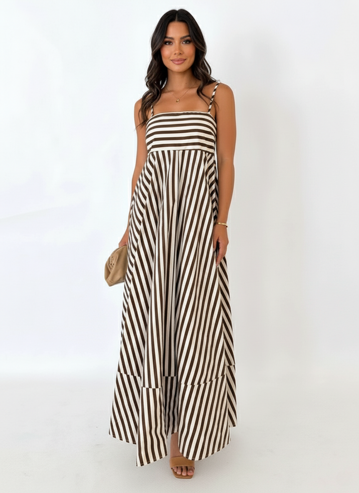 Luna’s Coastal Rhythm Striped Maxi Dress