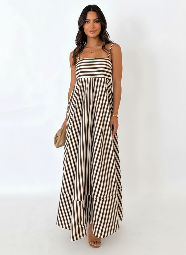 coast striped maxi dress Luna's Coastal Rhythm Striped Maxi Dress – Luna Mae