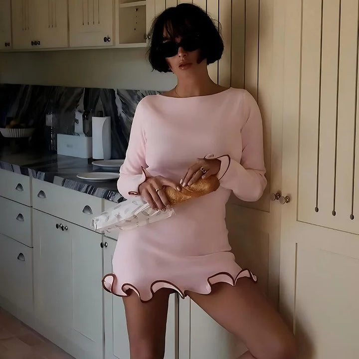Luna’s Elegant Ruffle Mini Dress
