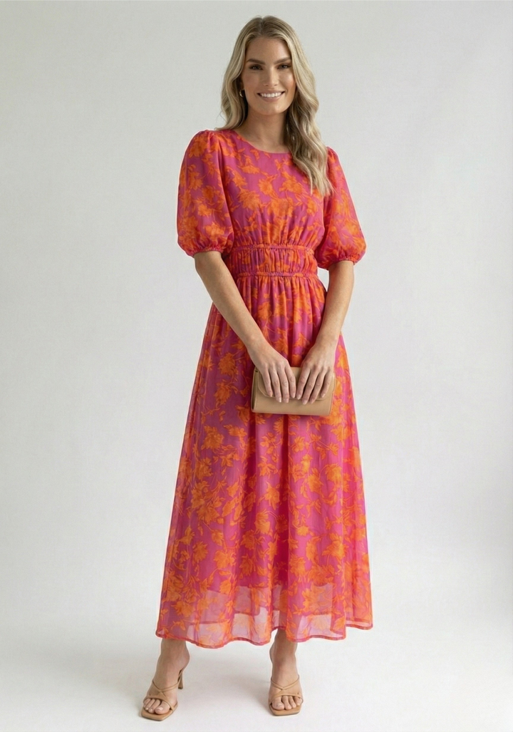 Luna’s Enchanted Bloom Chiffon Maxi Dress