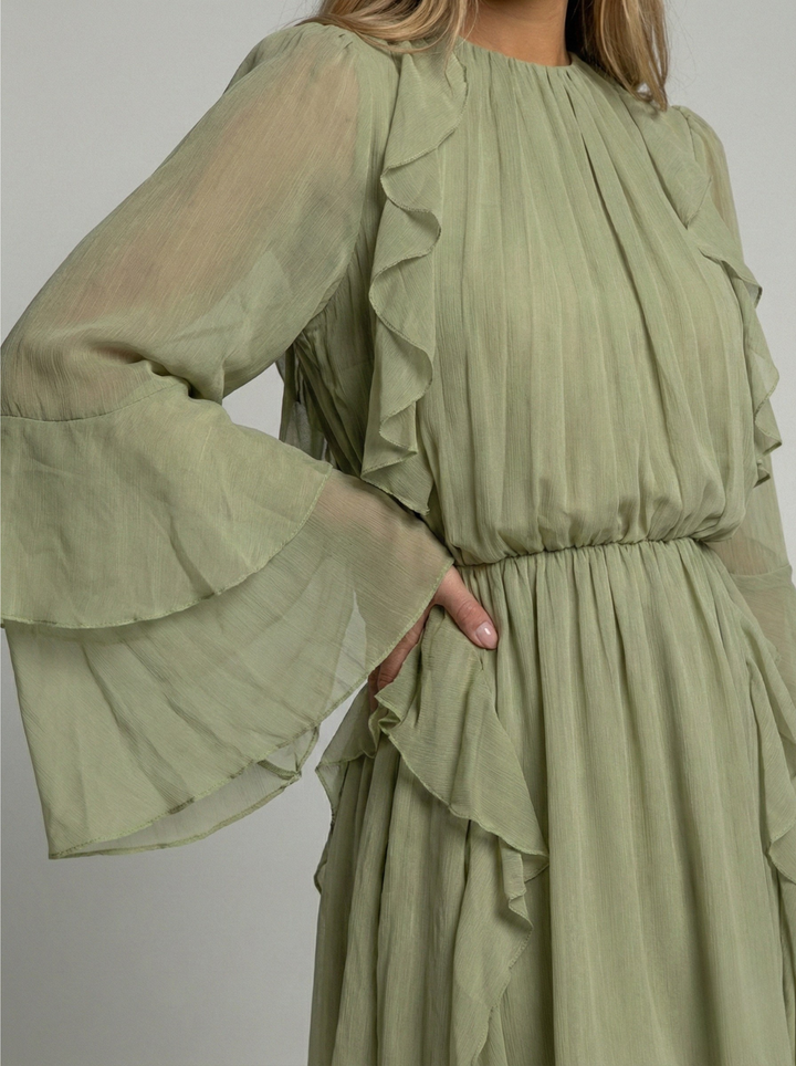 Luna’s Ethereal Grace Pleated Chiffon Mini Dress