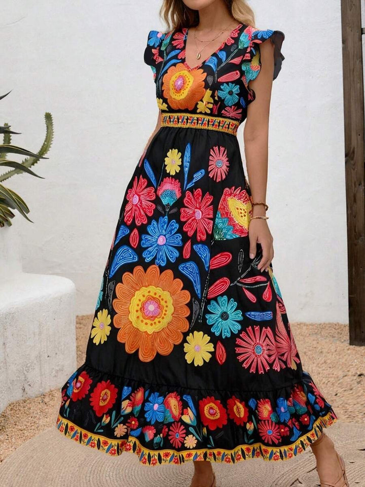 Luna’s Garden Fiesta Embroidered Midi Dress