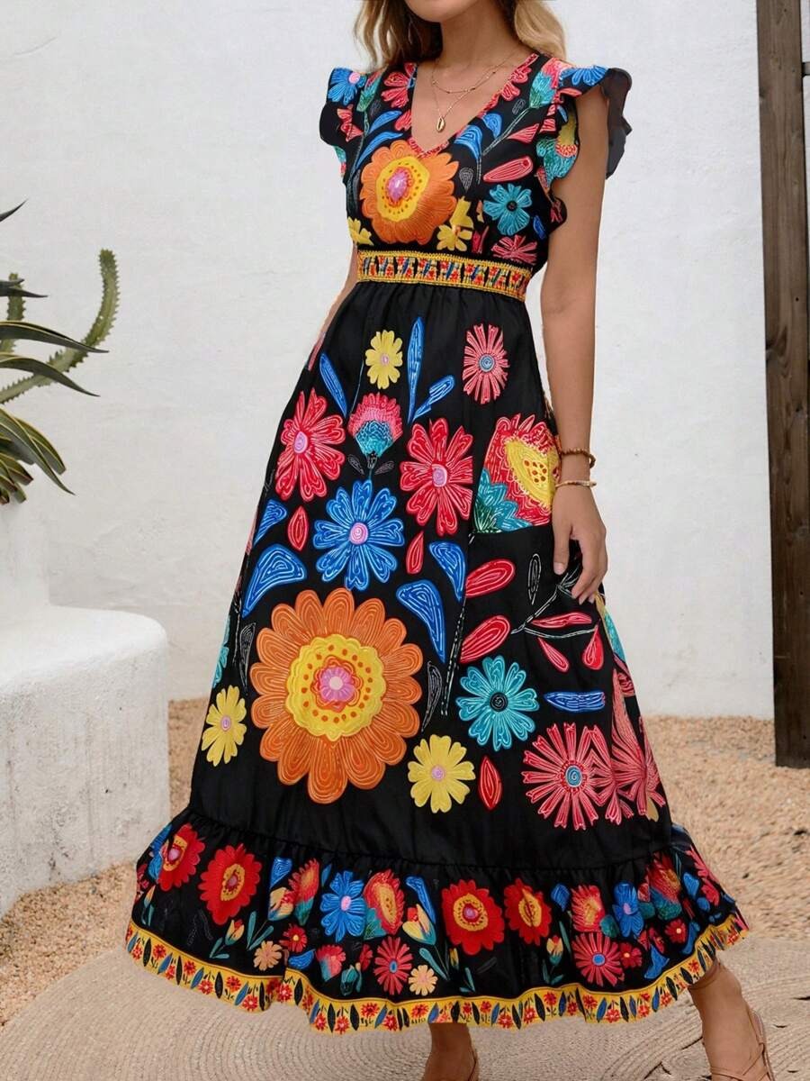 Luna's Garden Fiesta Embroidered Midi Dress Luna Mae Luna's Garden Fiesta Embroidered Midi Dress Luna Mae