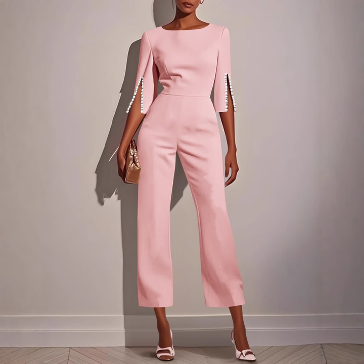 Luna’s Modern Grace Pearl-Slit Jumpsuit