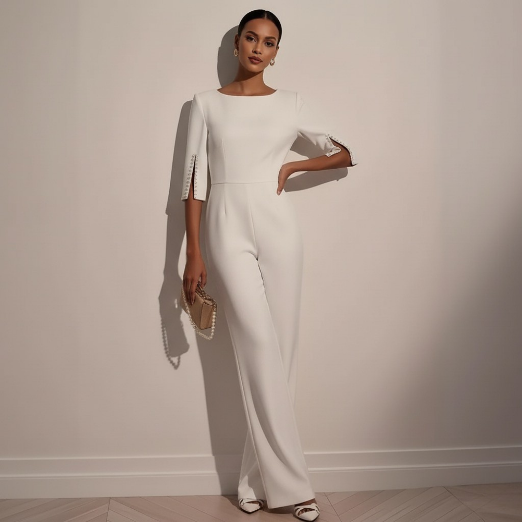 Luna’s Modern Grace Pearl-Slit Jumpsuit