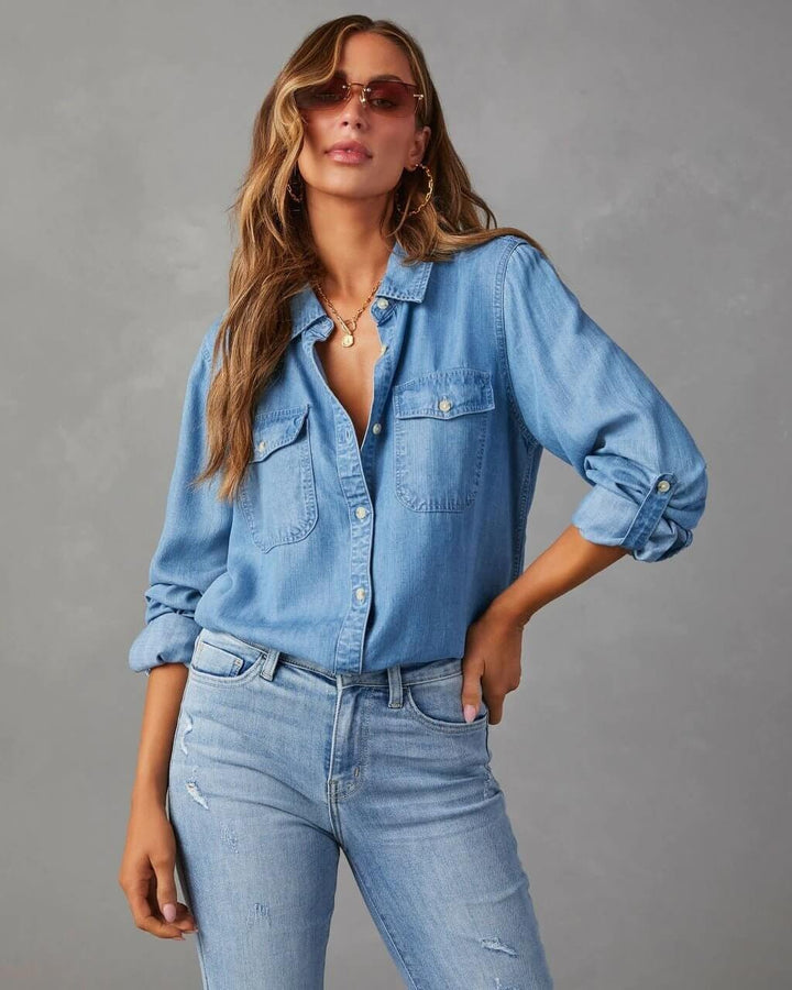 Luna’s Oversized Cotton Denim Shirt