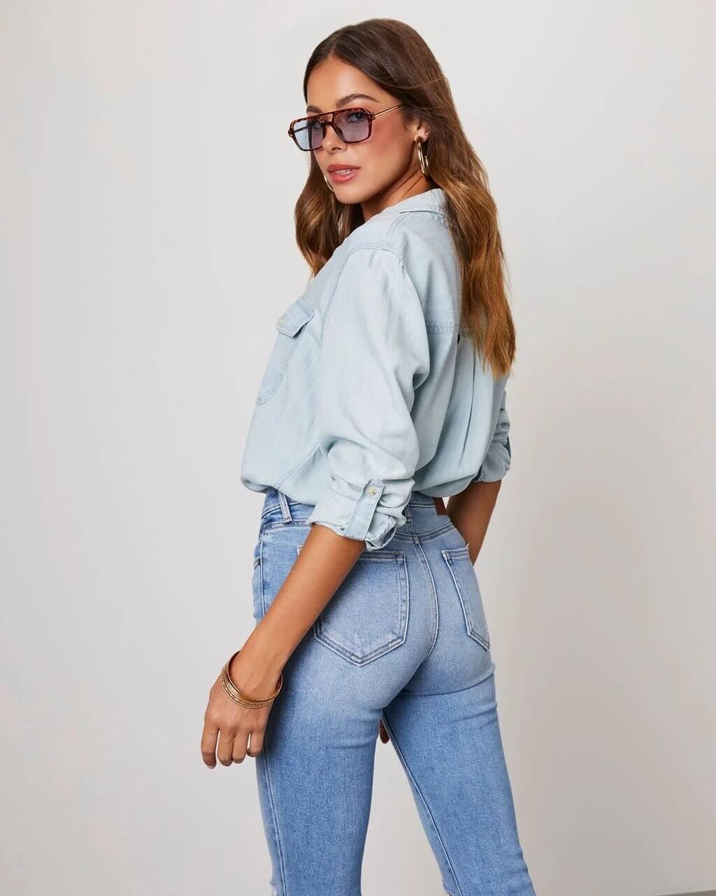 Luna’s Oversized Cotton Denim Shirt