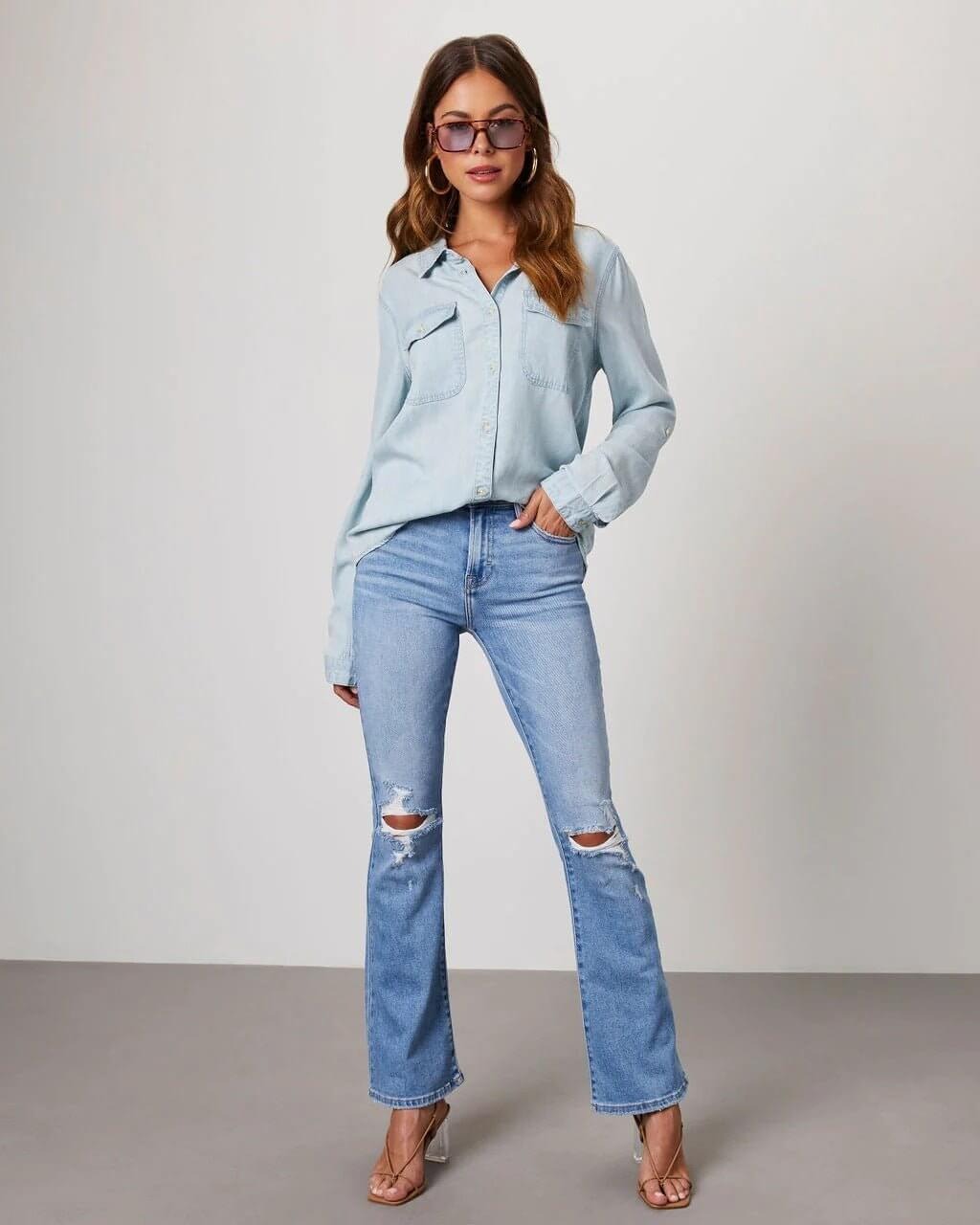 Luna’s Oversized Cotton Denim Shirt