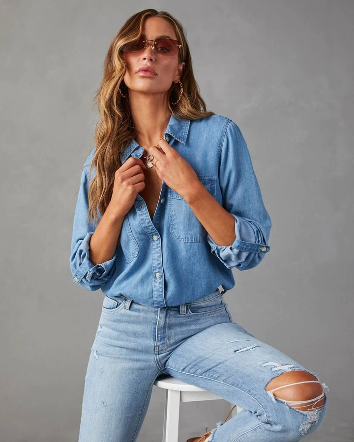 Luna’s Oversized Cotton Denim Shirt
