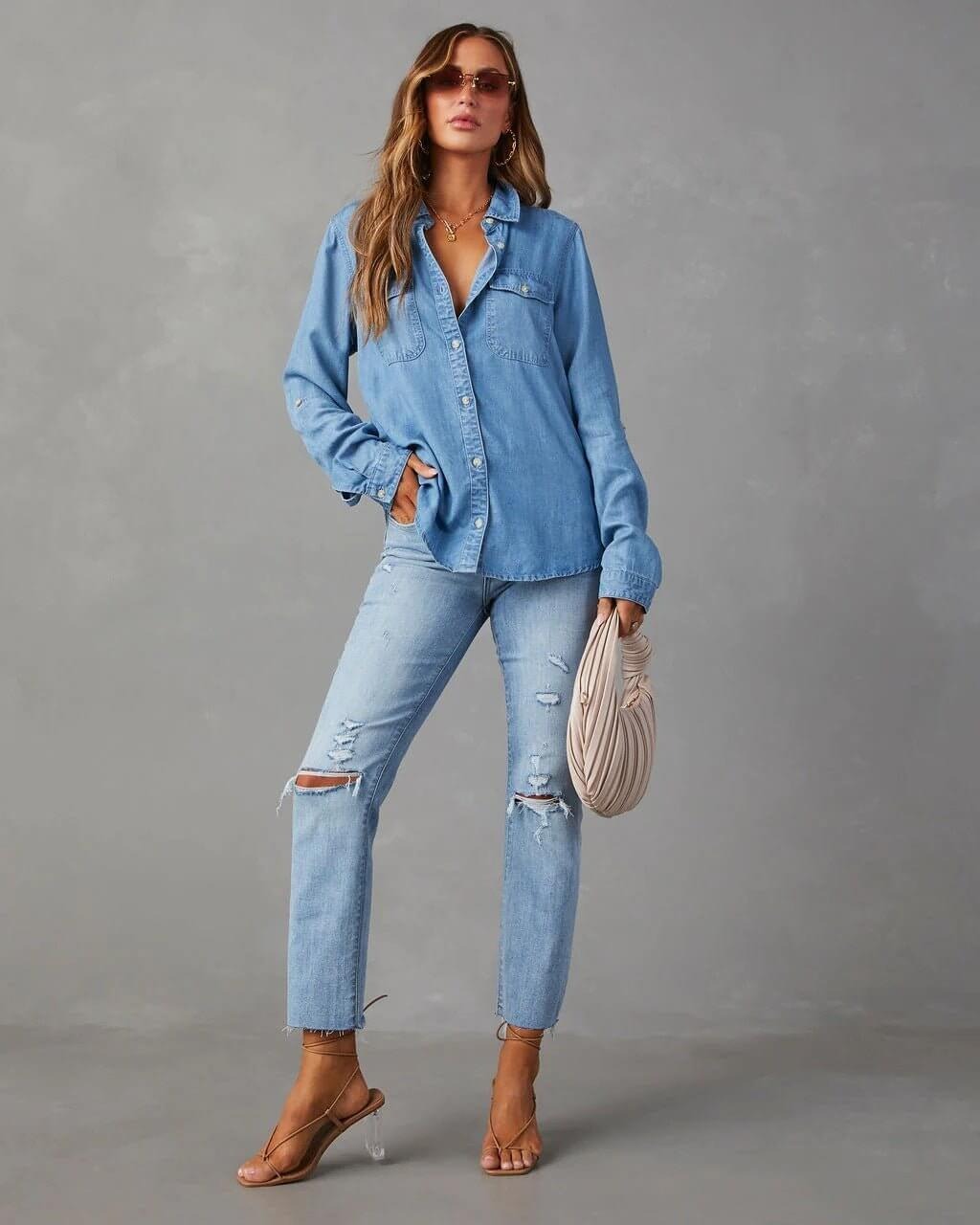 Luna’s Oversized Cotton Denim Shirt