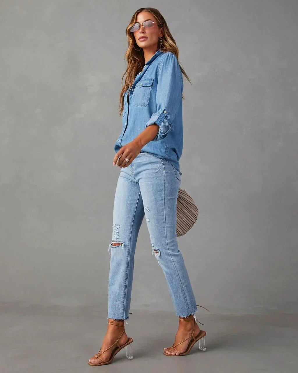 Luna’s Oversized Cotton Denim Shirt