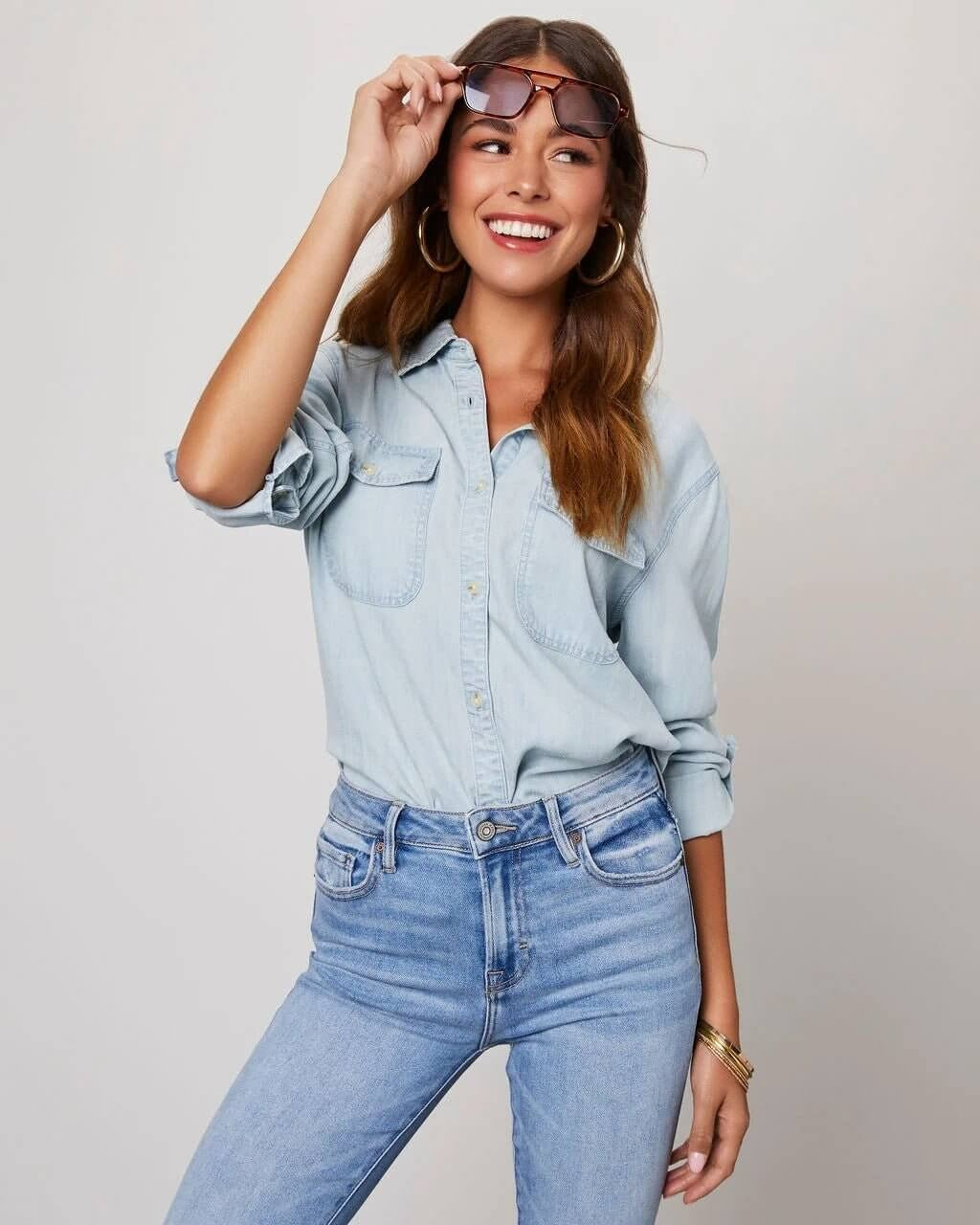 Luna’s Oversized Cotton Denim Shirt