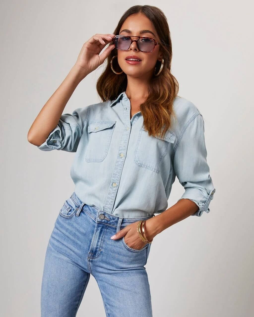 Luna’s Oversized Cotton Denim Shirt