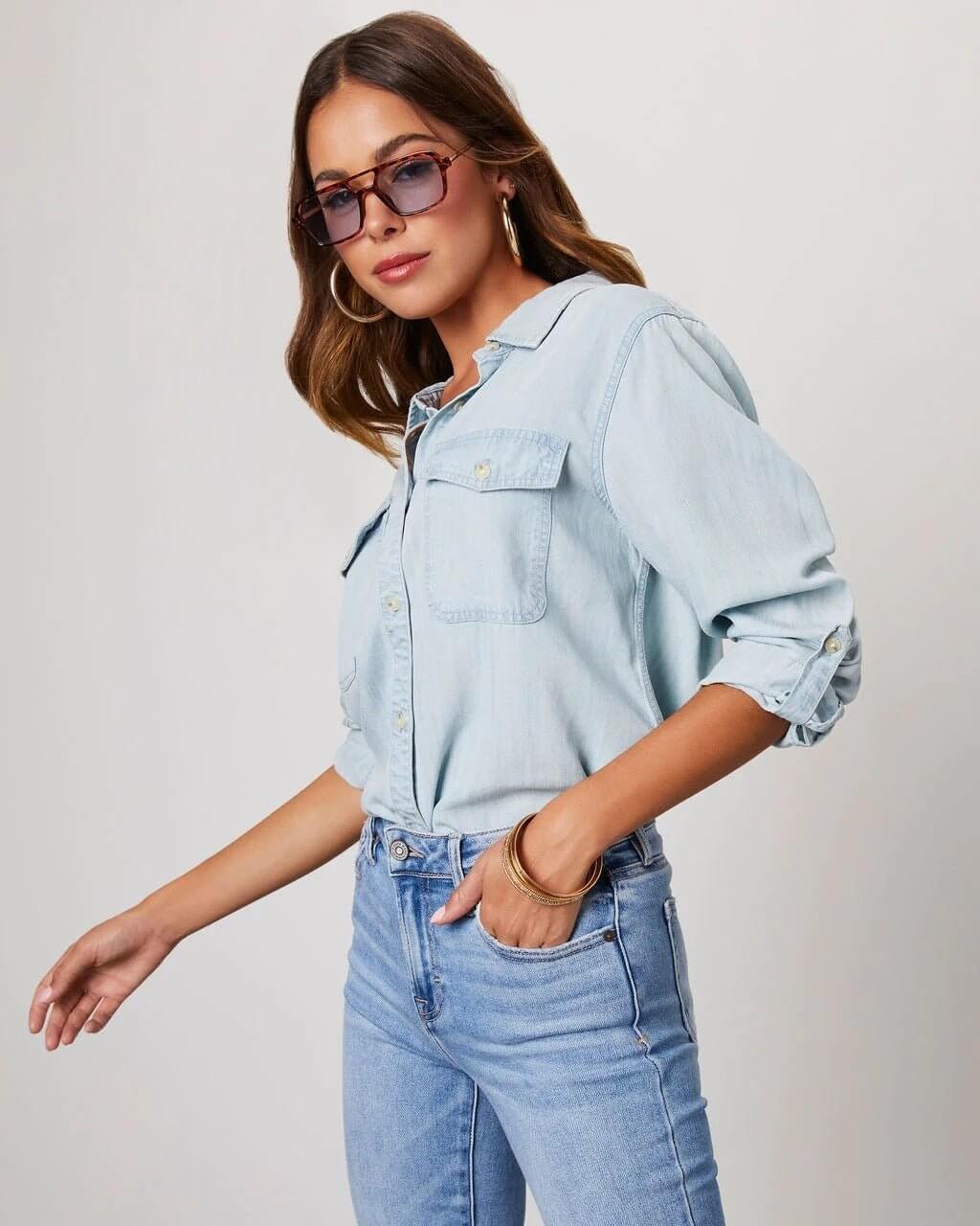 Luna’s Oversized Cotton Denim Shirt