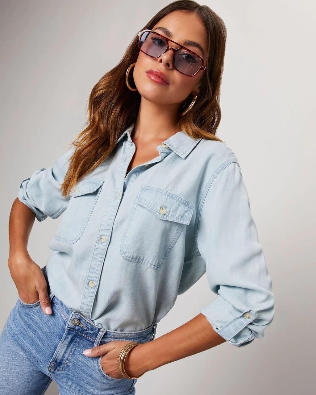 Luna’s Oversized Cotton Denim Shirt