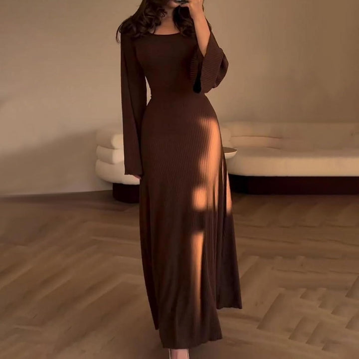 Luna’s Serene Allure Ribbed Long Sleeve Maxi Dress