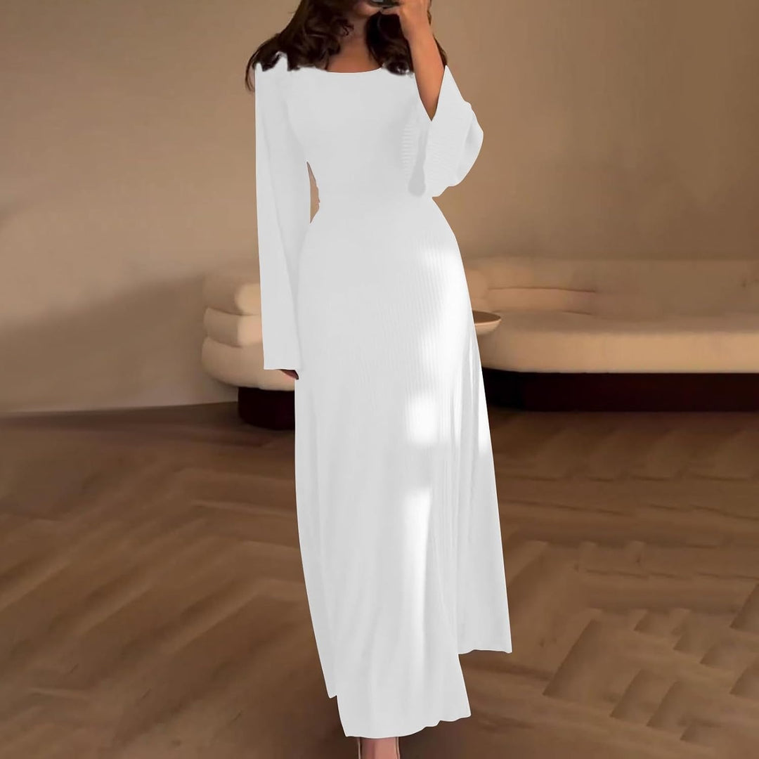 Luna’s Serene Allure Ribbed Long Sleeve Maxi Dress