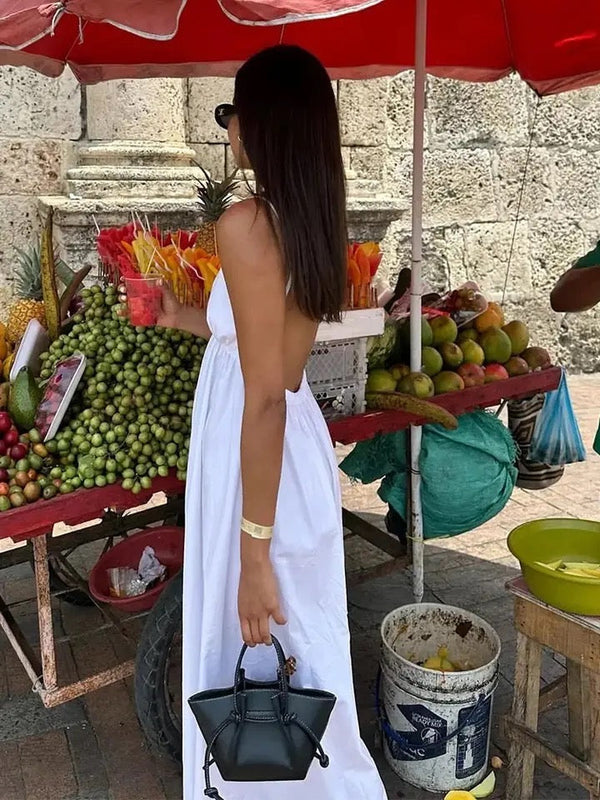 Luna’s Serene Escape Low-Back Cotton Maxi Dress