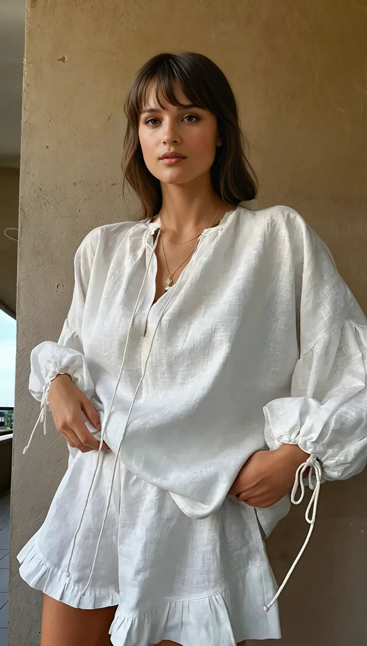 Luna’s Serene Ruffle Cotton Lounge Set