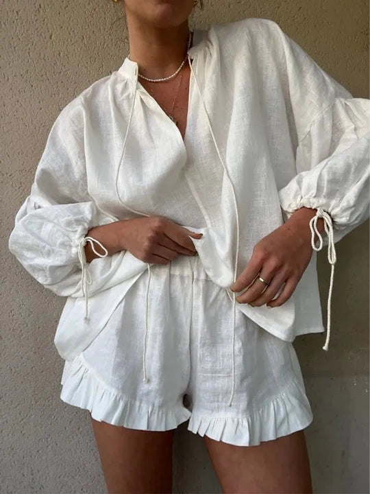 Luna’s Serene Ruffle Cotton Lounge Set