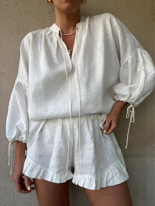Luna’s Serene Ruffle Cotton Lounge Set