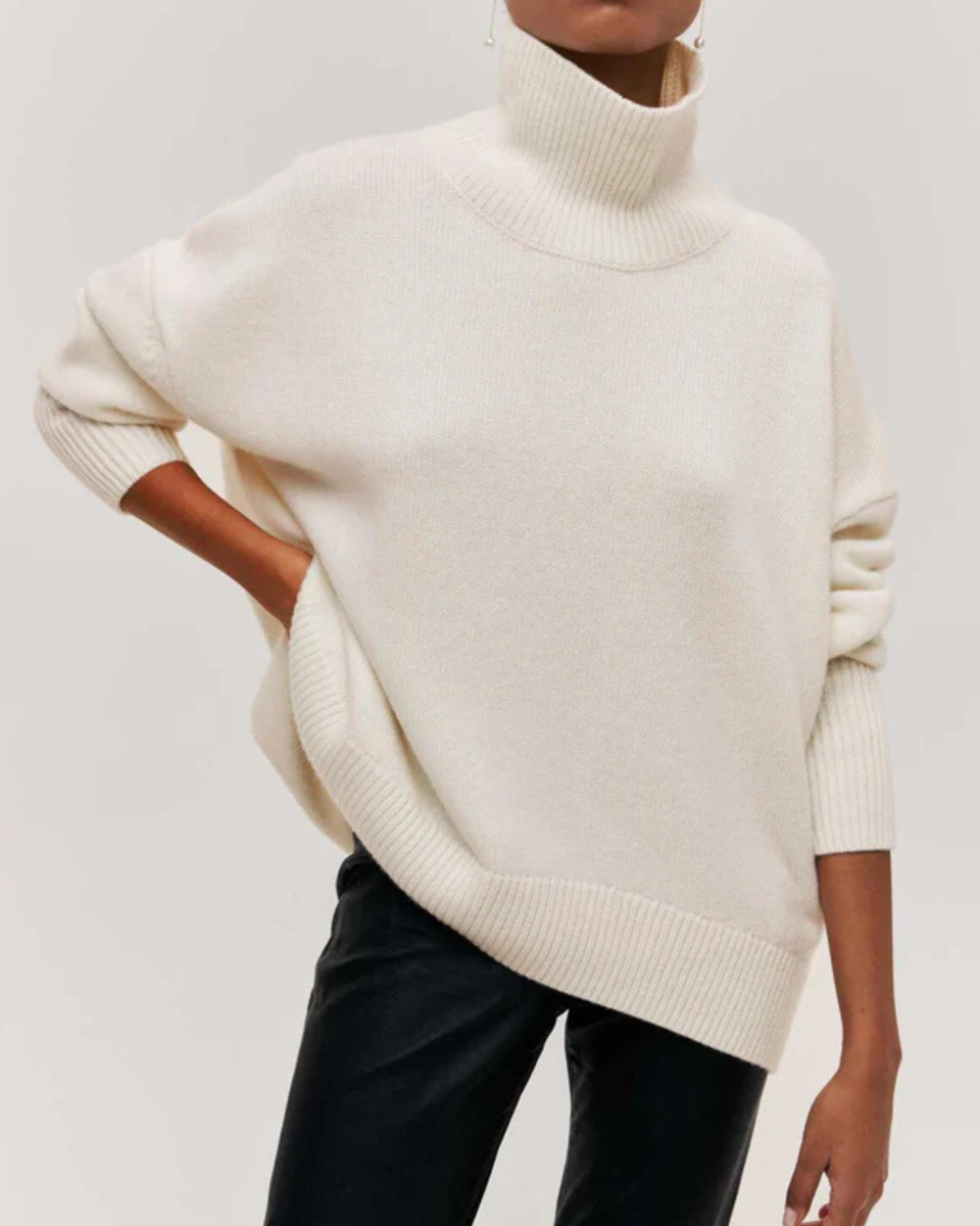 Oversized Ribbed Turtleneck Knit Jumper