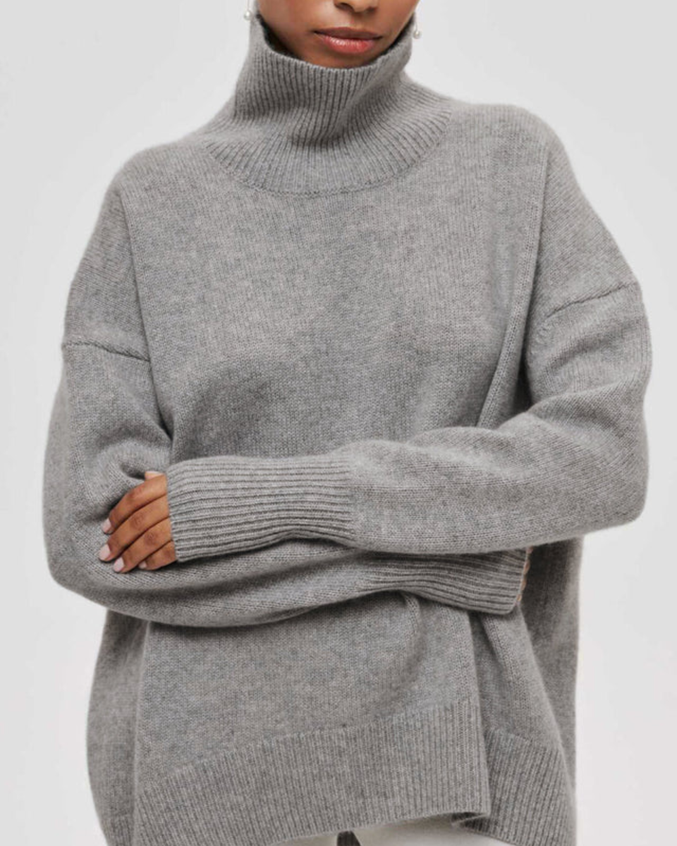 Oversized Ribbed Turtleneck Knit Jumper