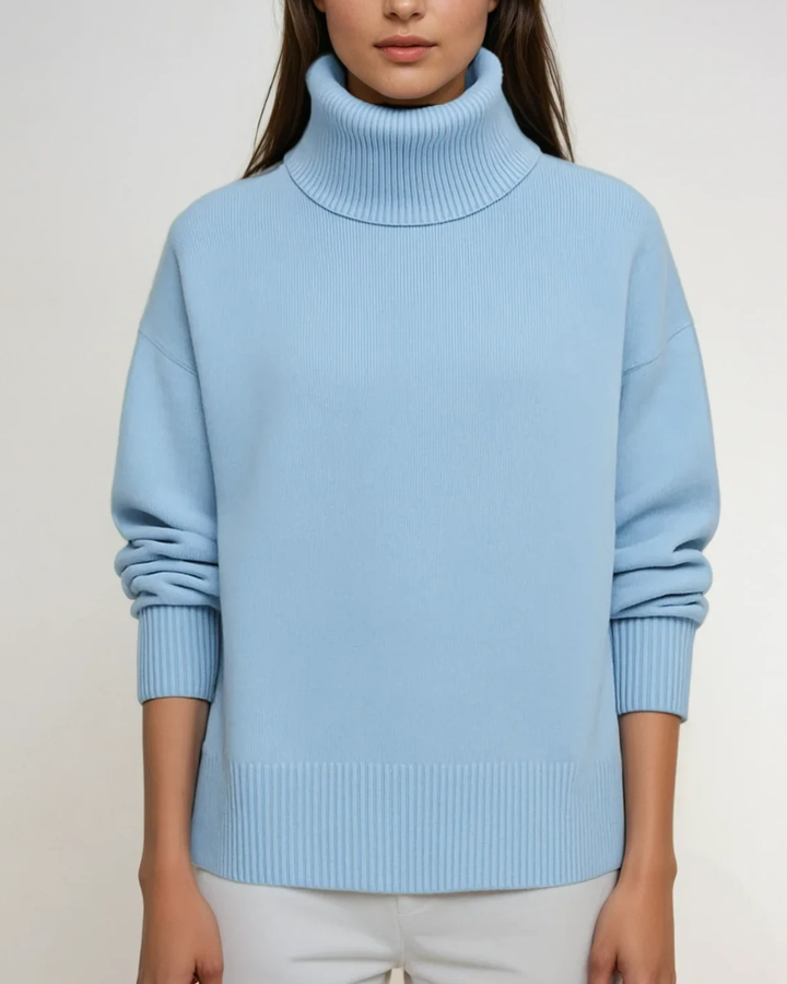 Oversized Ribbed Turtleneck Knit Jumper