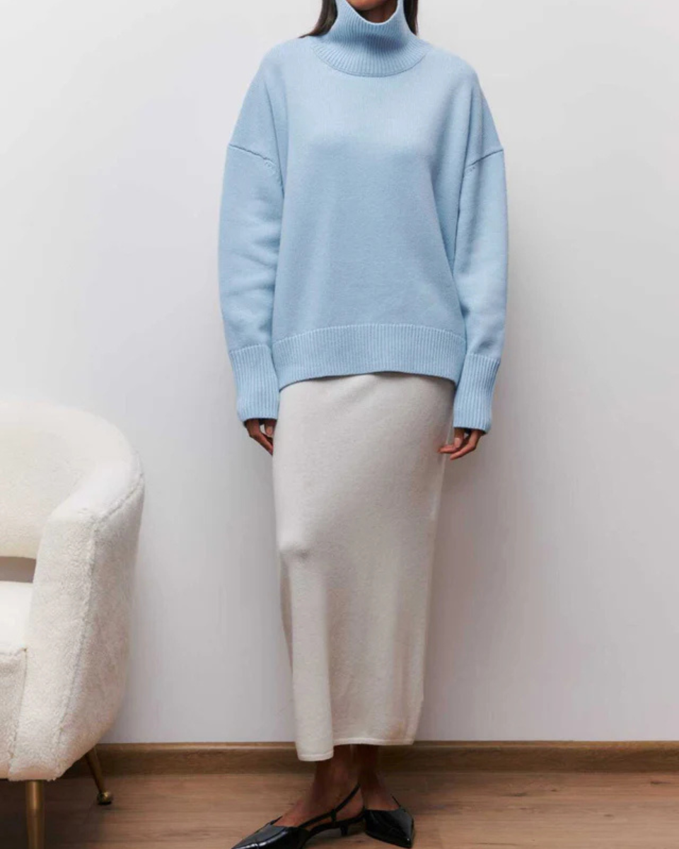 Oversized Ribbed Turtleneck Knit Jumper