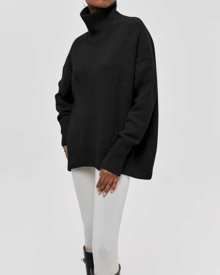 Oversized Ribbed Turtleneck Knit Jumper