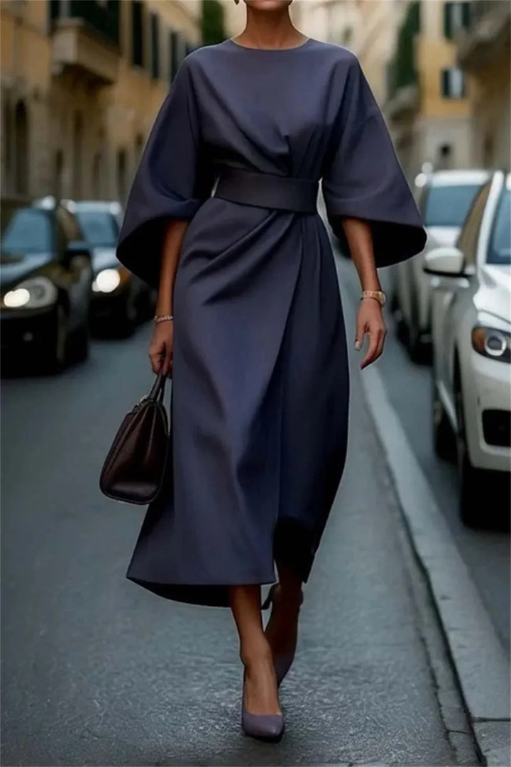 Luna’s Bold Allure Draped Waist Maxi Dress