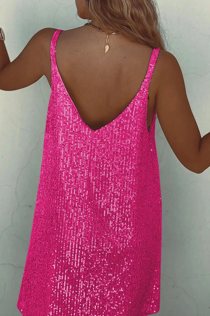 Luna’s Dazzle Hour V-Back Sequin Mini Dress