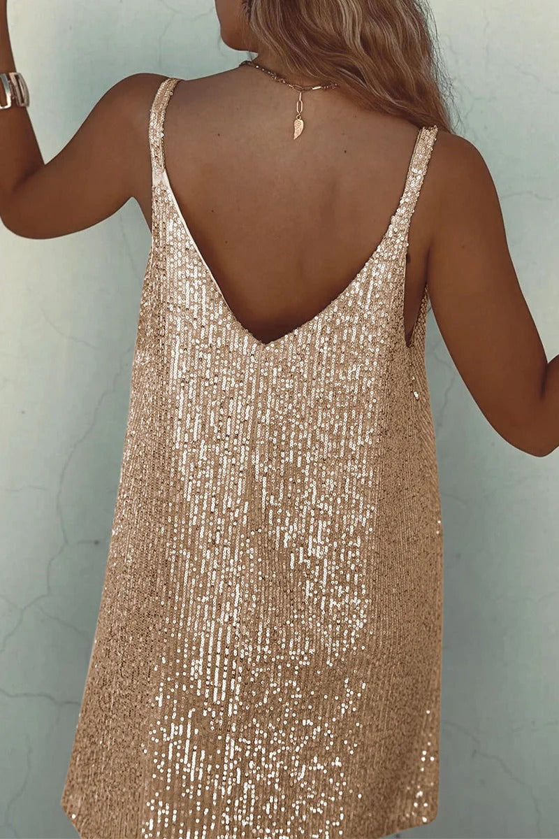 Luna's Dazzle Hour V-Back Sequin Mini Dress Luna Mae Luna's Dazzle Hour V-Back Sequin Mini Dress Luna Mae