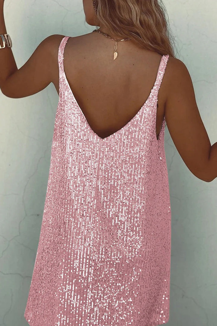 Luna’s Dazzle Hour V-Back Sequin Mini Dress