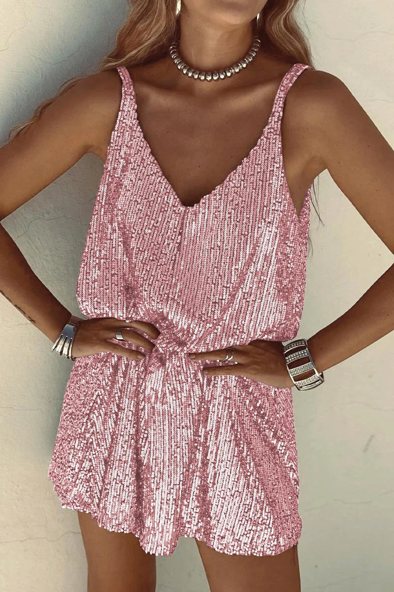 Luna’s Dazzle Hour V-Back Sequin Mini Dress