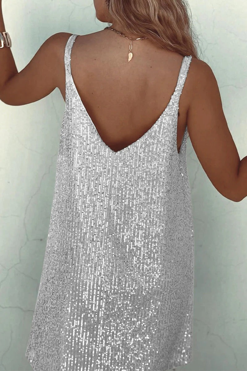Luna’s Dazzle Hour V-Back Sequin Mini Dress