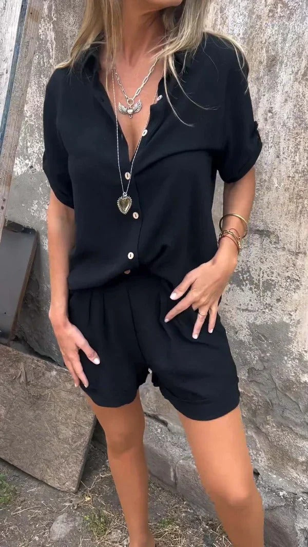 Luna’s Sunset Escape Button-Front Shirt Set